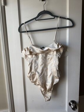 Zara Silky Ivory Satin Bodysuit